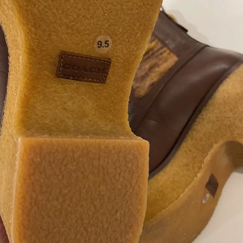 NEW COACH DELANEY WOMENS LEATHER FAUX FUR CHELSEA BOOTS brown tones in size 9.5 - Picture 12 of 15